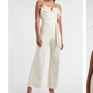 Express Ruffle Lace Bodice Belted Wide Leg Bodice